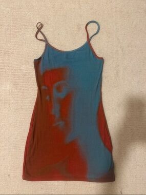 Paloma wooo blue  & Red Tie-Dye Slip Dress Tank Top
